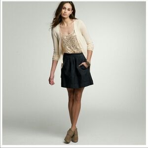 J. Crew Indigo Skirt Black Denim Flare mini skirt, size 0, 98% cotton